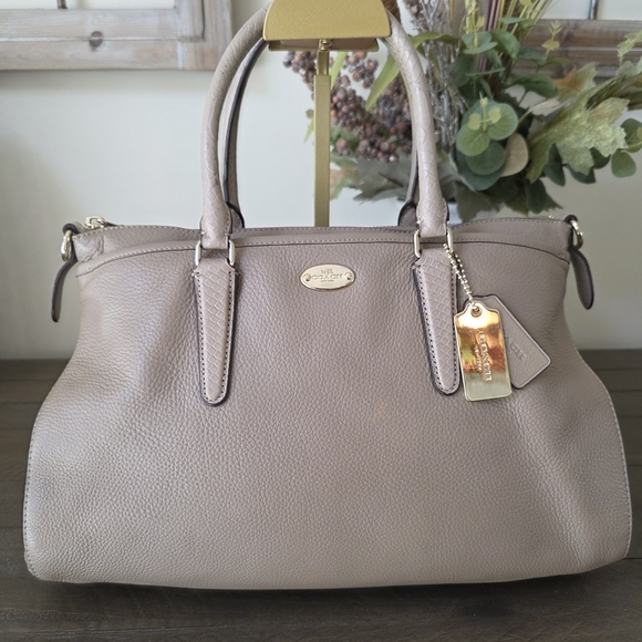 Coach Morgan Satchel/Shoulder Bag In Taupe Pebble Grain Leather With Exotic Trim - Picture 5 of 16